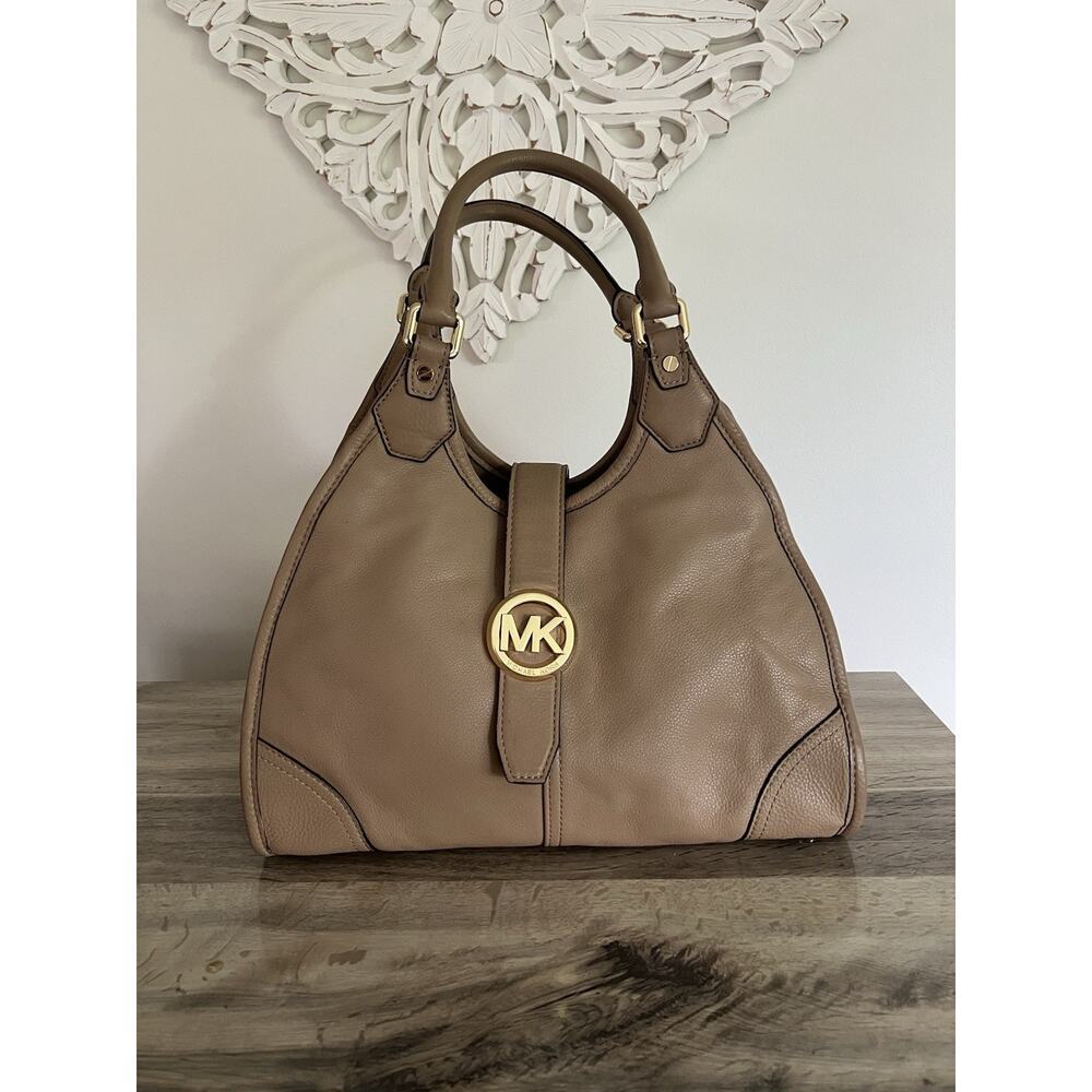 Michael Michael Kors Large Hudson Hobo Shoulder Bag Brown Leather Tote